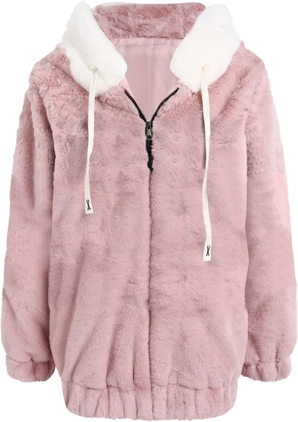 2024 Coats for Women Fuzzy Zip Up Hoodies Color Block Sweaters Coat Soft Sherpa Jackets Casual Warm Outwear with Pocket
