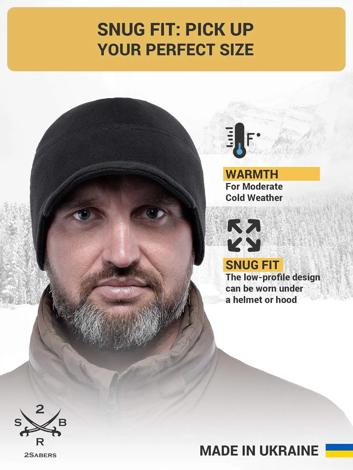 2SBR 2SABERS Fleece Winter Beanie with Visor - Men Women - Earflap Brim Skull Watch Cap Hat