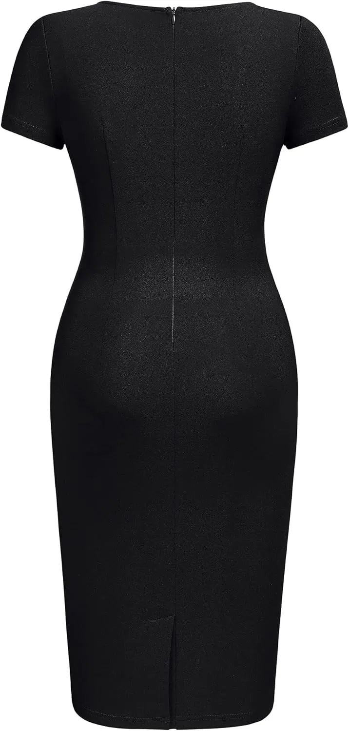 AISIZE Women's Classic Keyhole Neck Wrap Cocktail Party Sheath Dress