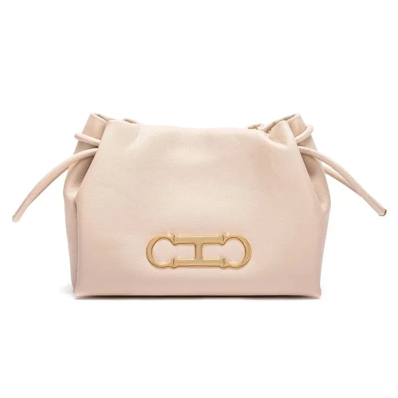 Chic Solid Color Retro Style Women's Drawstring Shoulder Bag
