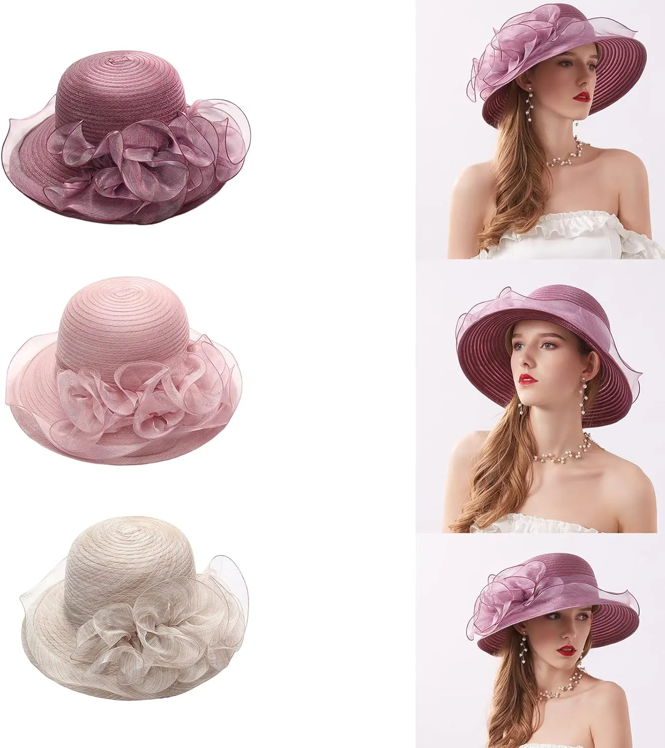 Derby Hat for Women Organza Tea Party Hat Women Fascinator Hat Church Hat Church Fascinator Wedding Hat Sun Hat