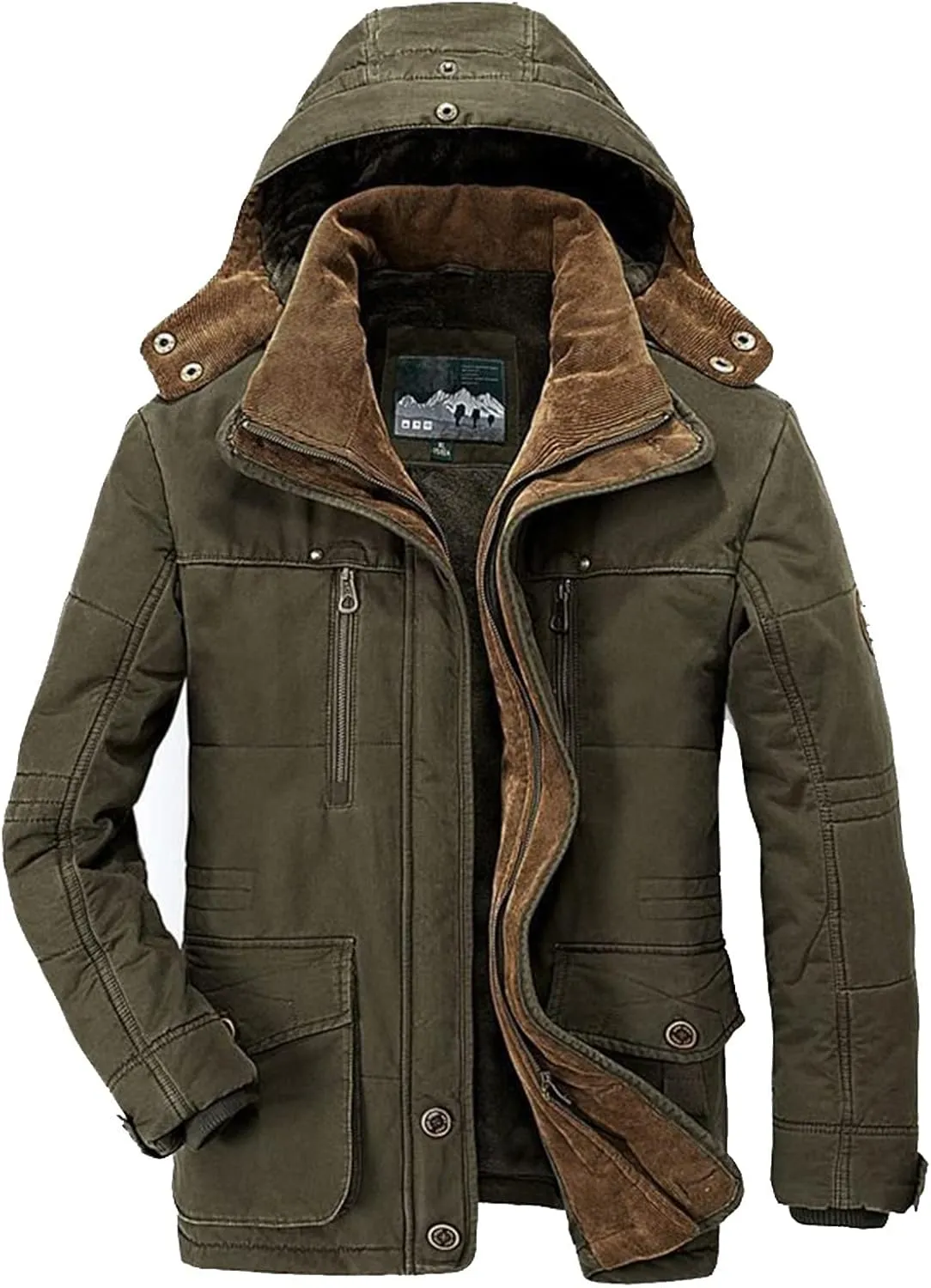 DuDubaby Men's Winter Hooded Windproof Solid Long Sleeve Soft Coat Shell Jacket