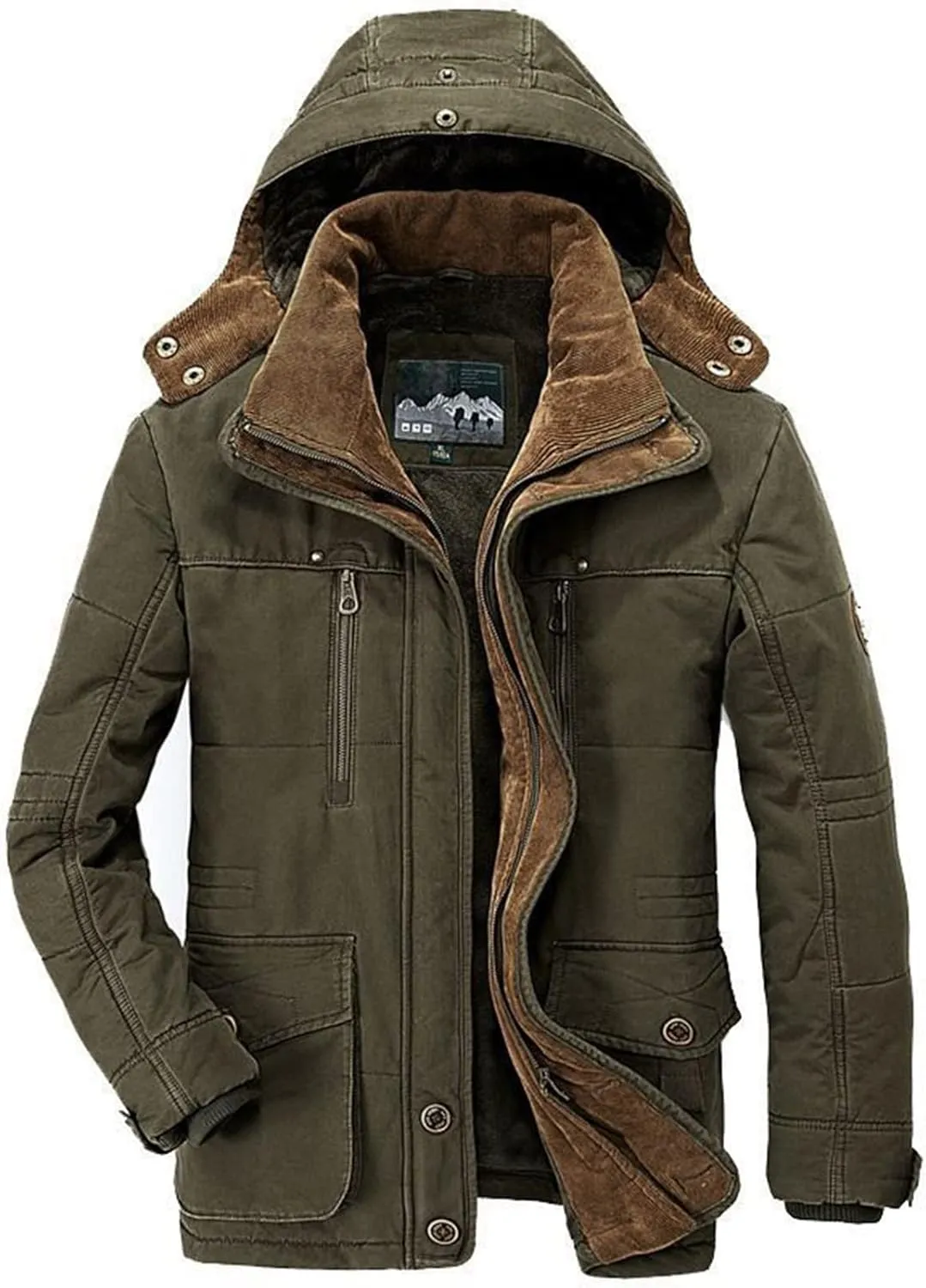 DuDubaby Men's Winter Hooded Windproof Solid Long Sleeve Soft Coat Shell Jacket