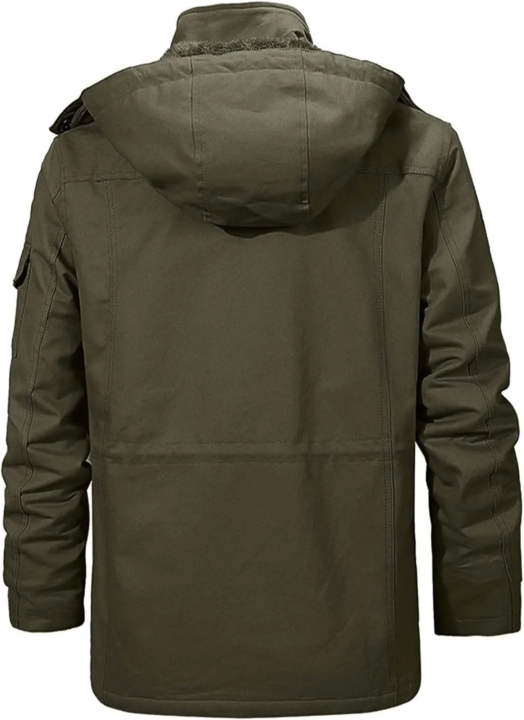 DuDubaby Men's Winter Hooded Windproof Solid Long Sleeve Soft Coat Shell Jacket