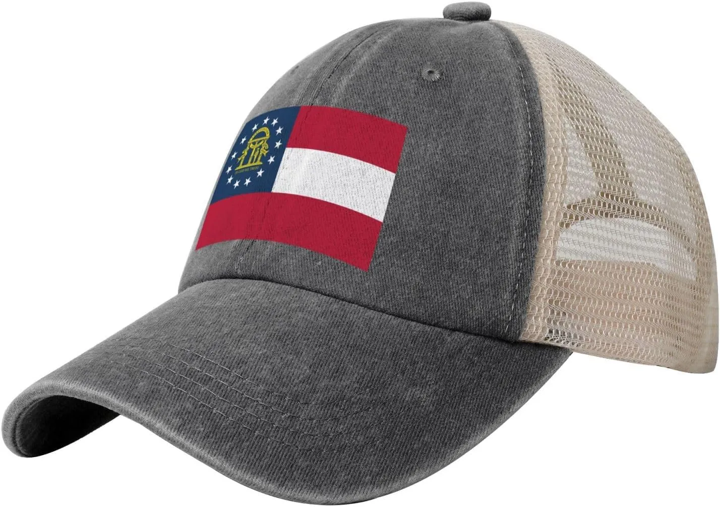 Flag of Georgia (U.S. State) Baseball Cap Women Men Mesh-Back Hat Retro Trucker Hats Sun Hat