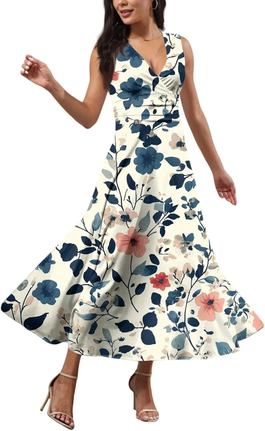 Flowy Summer Dresses for Women, Bohemian Beach Vacation Boho Floral 2025 Long Sundress