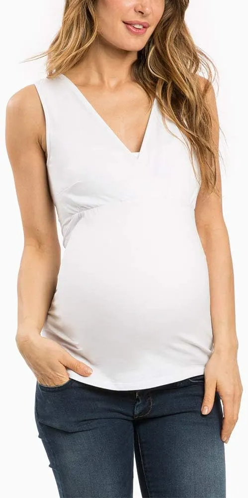 Maternity Nursing Top Summer Casual Pregnancy Breastfeeding Vest Sleeveless V Neck T Shirt Breathable Pregnant Blouse