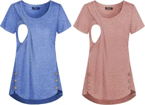 Maternity Nursing Top Summer Casual Pregnant T Shirt Comfy Breathable Pregnancy Breastfeeding Blouse Lightweight Tank