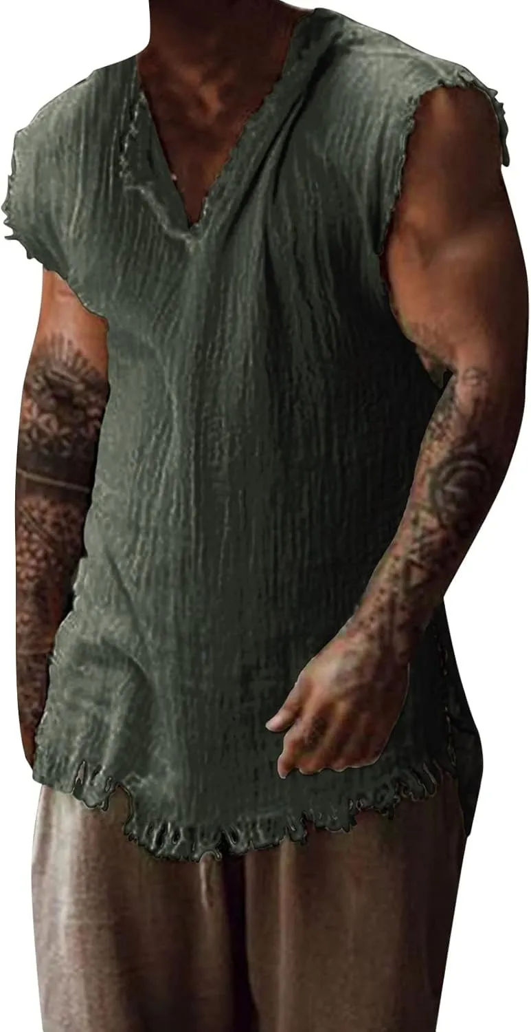 Men's Cotton Linen Tank Tops 2025 Fashion Loose Sleeveless Vest Shirts Lightweight Breathable Drying Summer Beach Top
