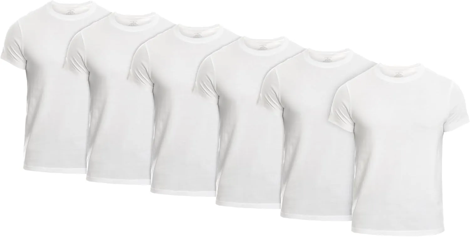 Mens Crew Neck T-Shirt (Slim Fit) | Cotton Rich Mens Tshirt (3/6 Pack) | Ultra Soft, Breathable (Made in Egypt)
