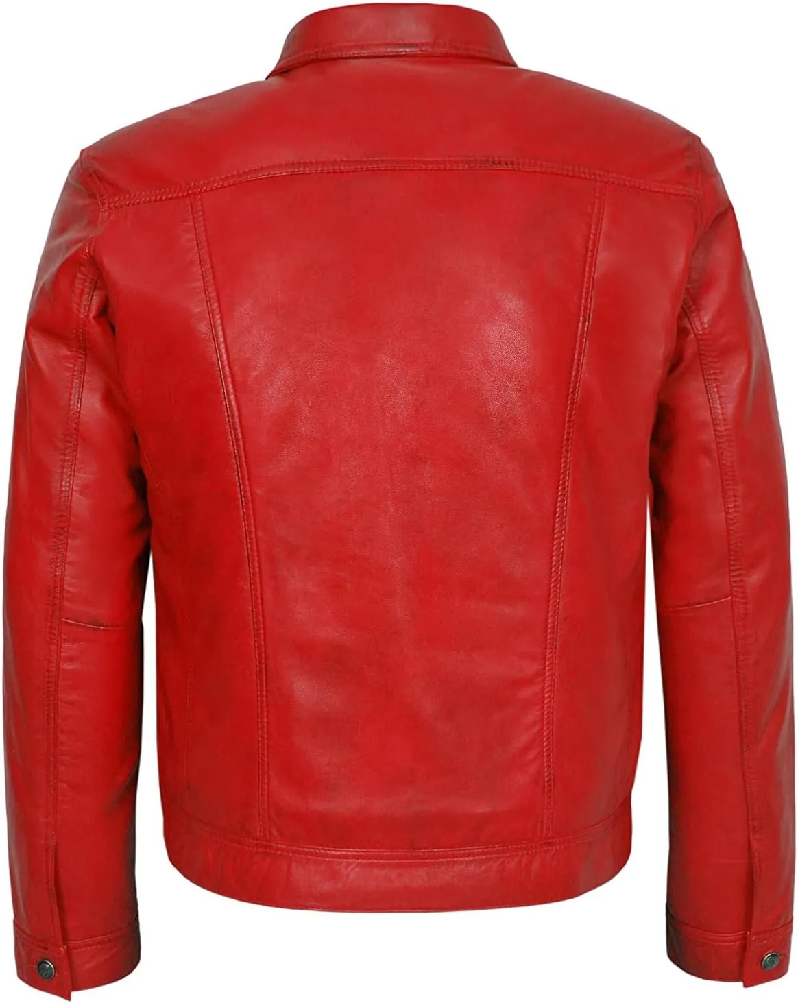Men's Trucker Classic Western Soft Genuine Leather Shirt Style Denim Look Jacket 1280