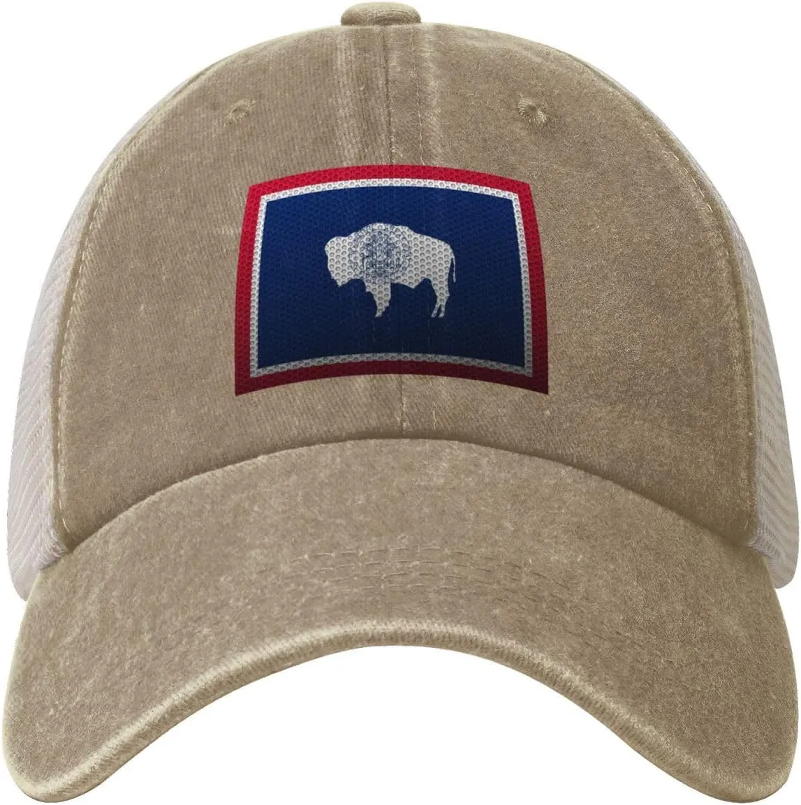 Mesh Style Flag of Wyoming Baseball Cap Women Men Mesh-Back Hat Retro Trucker Hats Sun Hat