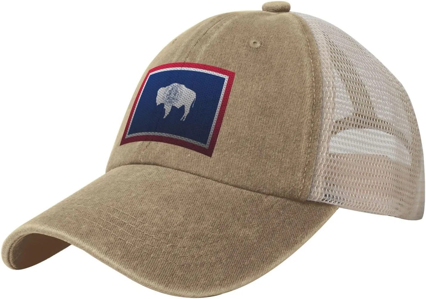 Mesh Style Flag of Wyoming Baseball Cap Women Men Mesh-Back Hat Retro Trucker Hats Sun Hat