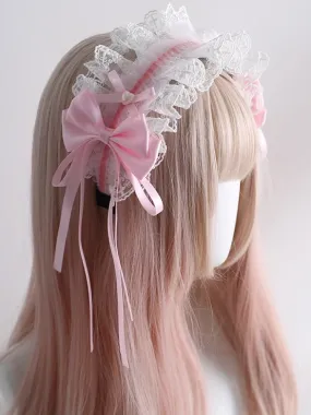 Pink And White Sweet Lolita Lace Trim Bowknot KC