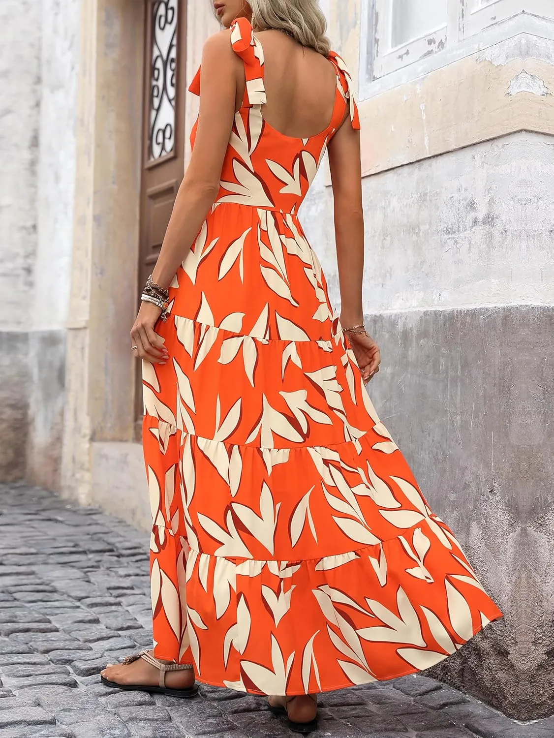 PRETTYGARDEN Womens Dresses 2025 Summer Floral Sleeveless Maxi Dress Casual Spaghetti Strap Tiered Flowy Beach Long Dress