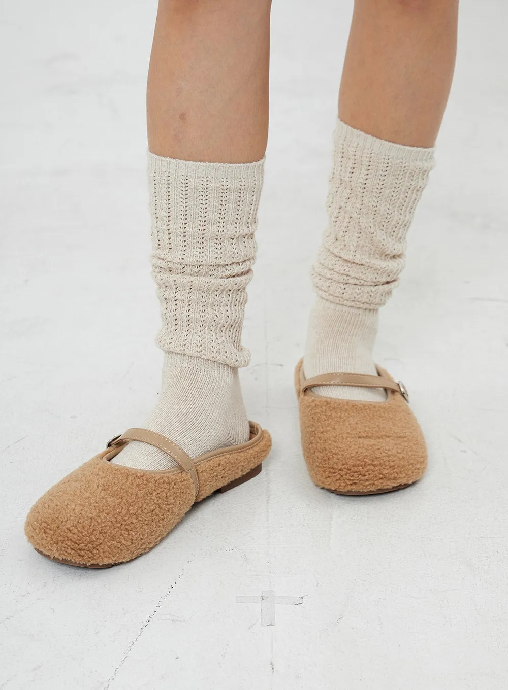 Round Toe Warm Poodle Mules BO14
