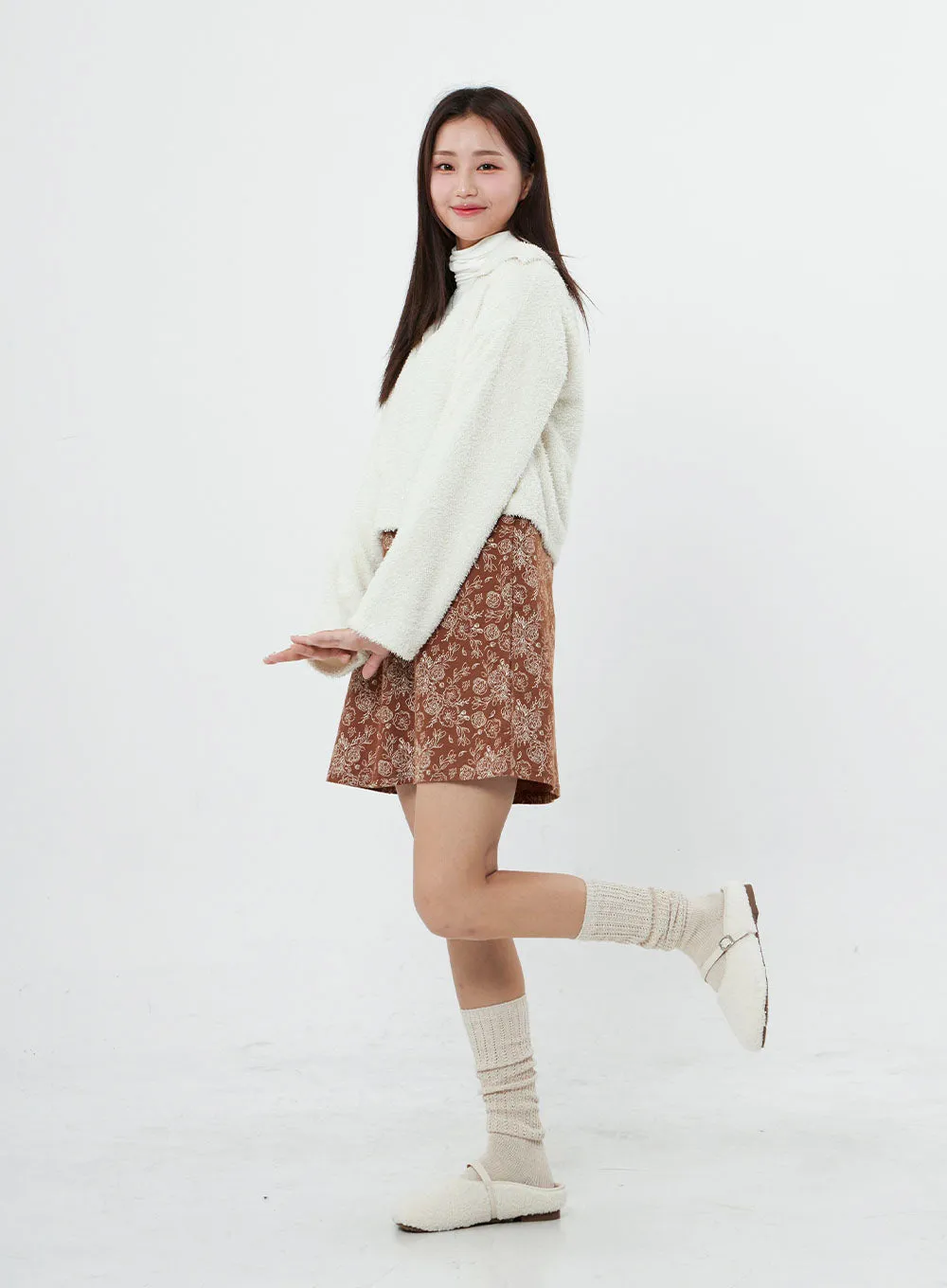 Round Toe Warm Poodle Mules BO14