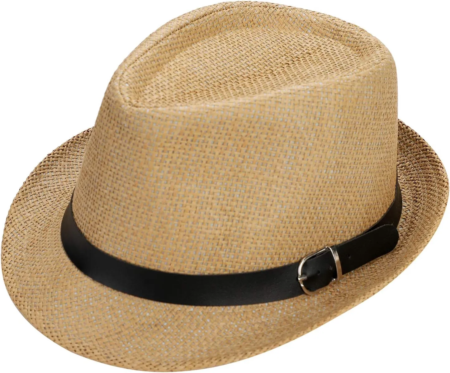Summer Straw Sun Fedoras Hats Trilby Panama Jazz Beach Hat UPF50  Short Brim Travel Anti-UV Protection Cap with Belt