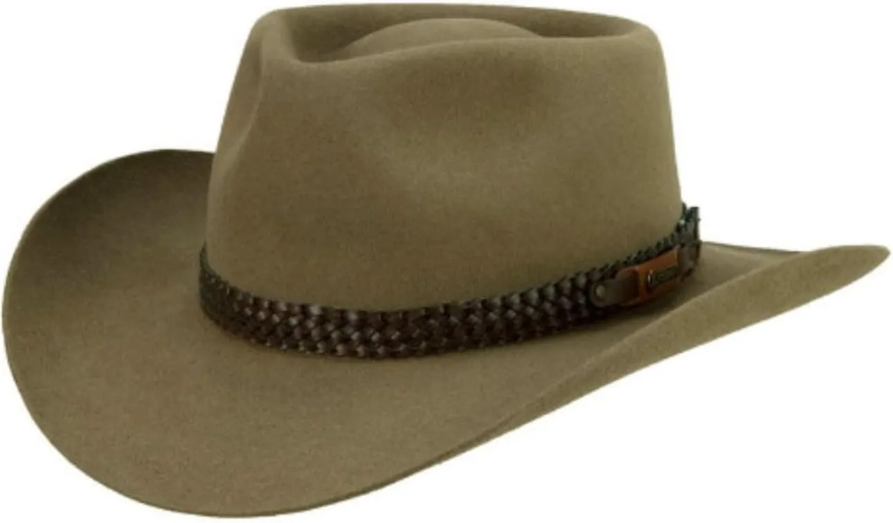 Western Cowboy Hat, Black Felt, Braided Band, Wide Brim