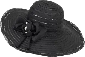 Wide-Brim Floppy-Kentucky-Hat for Womens - Foldable Lace Sun-Hats with Flower Fascinator Tea Party Wedding Hat