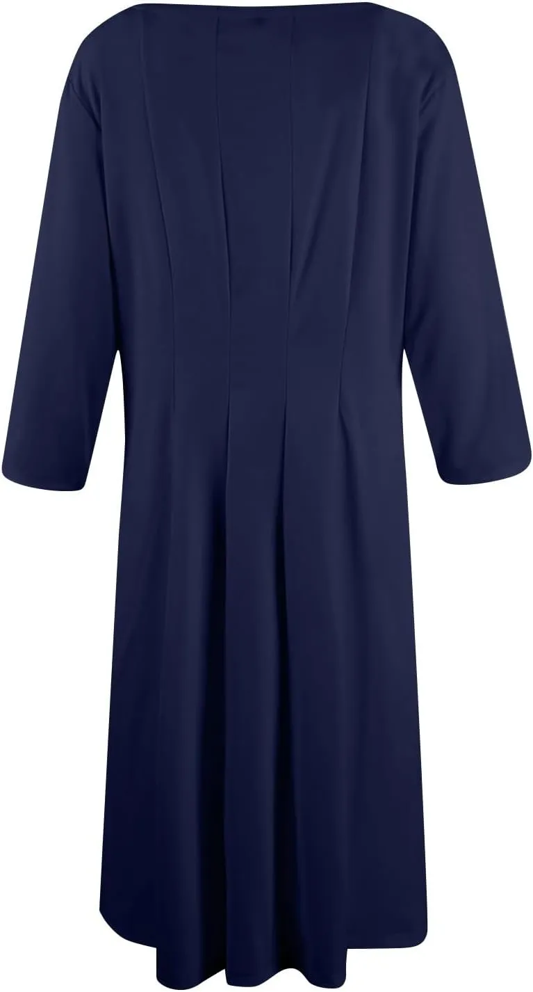 Women Dresses Formal for Church Summer Spring Solid Flowy Vintage 3/4 Sleeve Midi Casual Swing