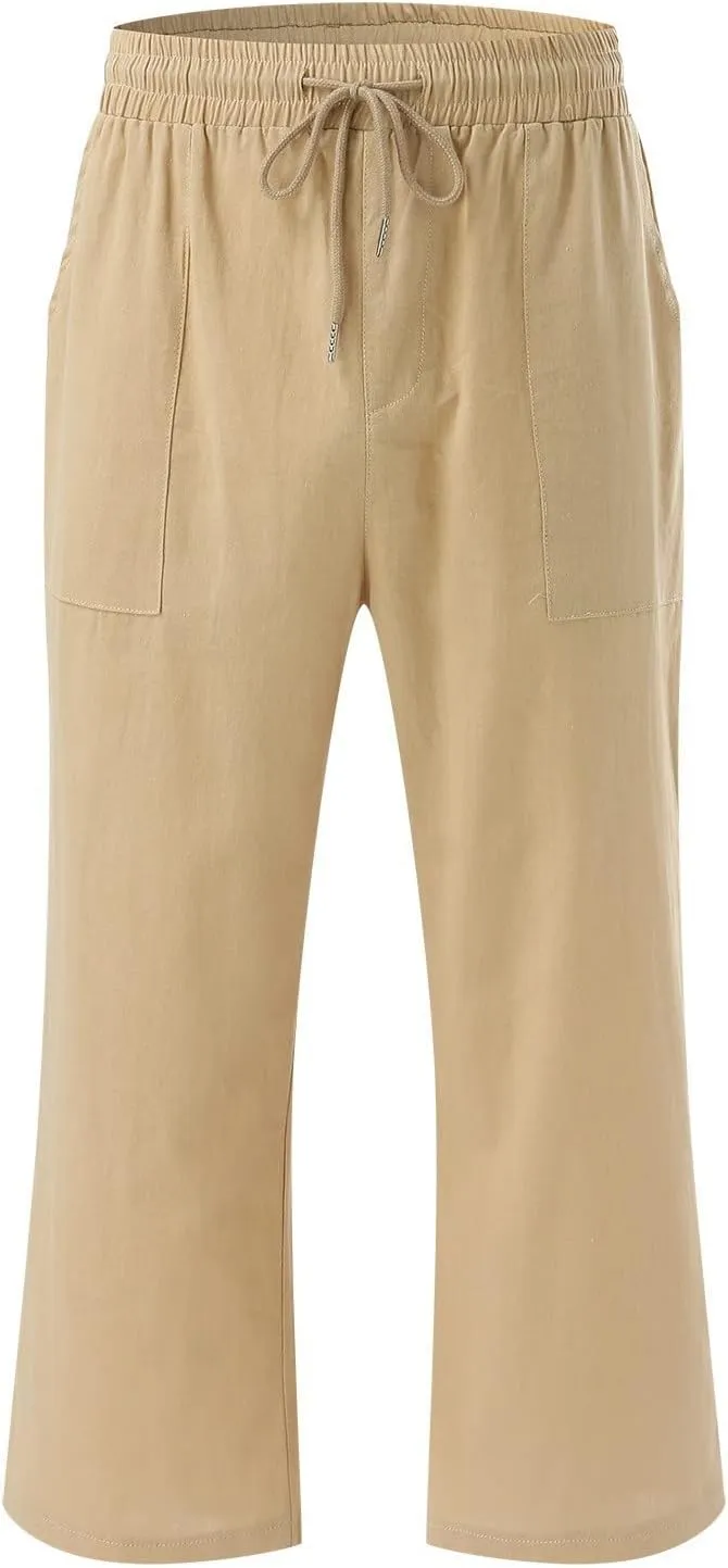 Women High Elastic Waisted Straight Leg Pants Fashion Slim Fitting Thin and Cool Trousers Comfy Long Baggy