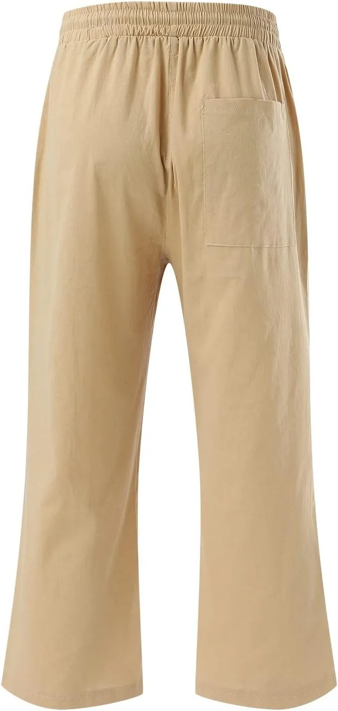 Women High Elastic Waisted Straight Leg Pants Fashion Slim Fitting Thin and Cool Trousers Comfy Long Baggy