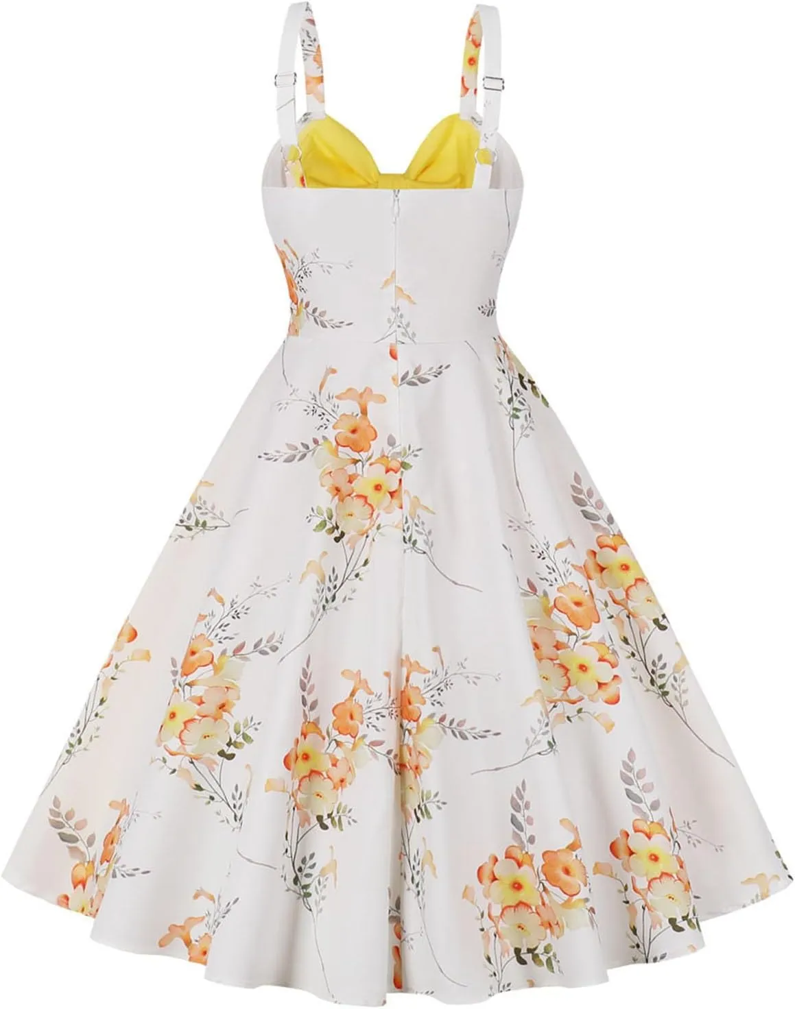 Women Vintage Dress Spaghetti Strap Floral Cocktail Swing Dress 1950s Rockabilly Audrey Hepburn Prom Tea Party Dress