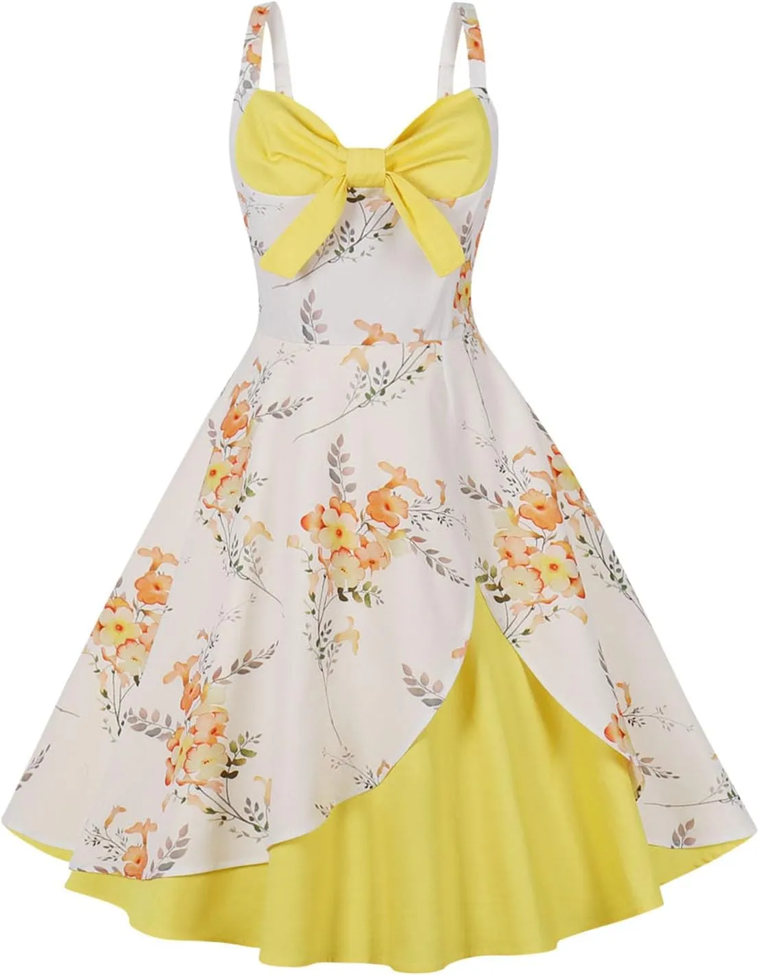 Women Vintage Dress Spaghetti Strap Floral Cocktail Swing Dress 1950s Rockabilly Audrey Hepburn Prom Tea Party Dress