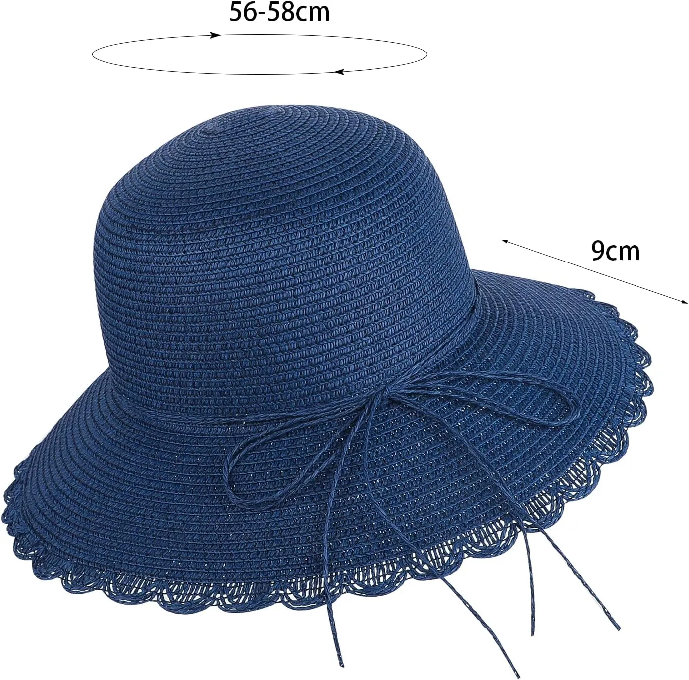 Women Wide Brim Straw Summer Hat UV Protection Sun Hat Packable Travel Bowknot Beach Hat Elegant Bucket Sun Hat