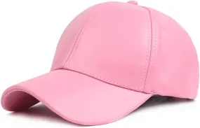 Women's Men's Pure Color PU Leather Baseball Cap Adjustable Trucker Hat Golf Hat